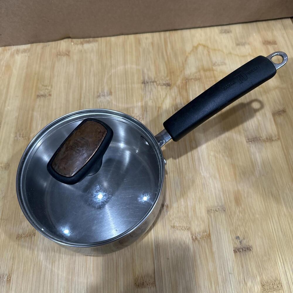 Paula Deen Copper Bottom Stainless Steel 1 Qt Saucepan with Glass Lid Induction*